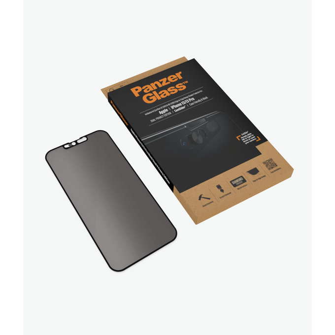 PanzerGlass - Tvrdené Sklo Case Friendly Privacy CamSlider AB pre iPhone 13, 13 Pro a 14, čierna