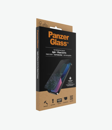 PanzerGlass - Tvrdené Sklo Case Friendly Privacy AB pre iPhone 13, 13 Pro, 14 a 16e, čierna