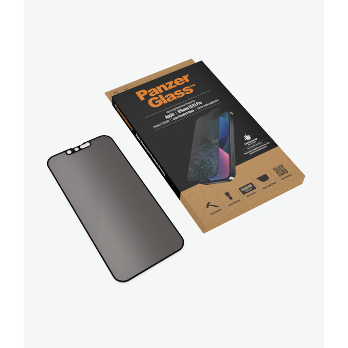 PanzerGlass - Tvrdené Sklo Case Friendly Privacy AB pre iPhone 13, 13 Pro, 14 a 16e, čierna