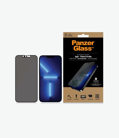 PanzerGlass - Tvrdené Sklo Case Friendly Privacy AB pre iPhone 13 Pro Max a 14 Plus, čierna