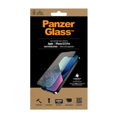 PanzerGlass - Tvrdené Sklo Case Friendly AB pre iPhone 13, 13 Pro a 14, black