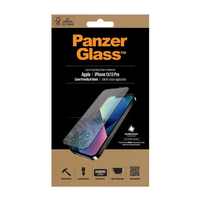 PanzerGlass - Tvrdené Sklo Case Friendly AB pre iPhone 13, 13 Pro a 14, black