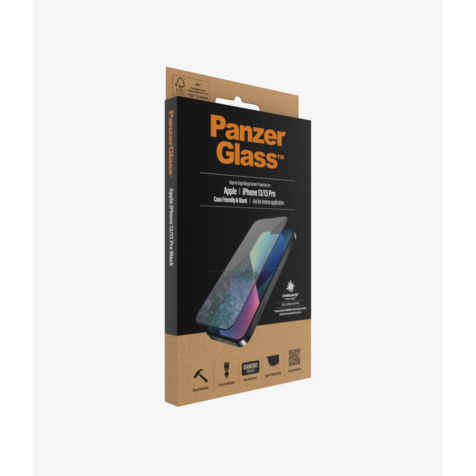 PanzerGlass - Tvrdené Sklo Case Friendly AB pre iPhone 13, 13 Pro a 14, black