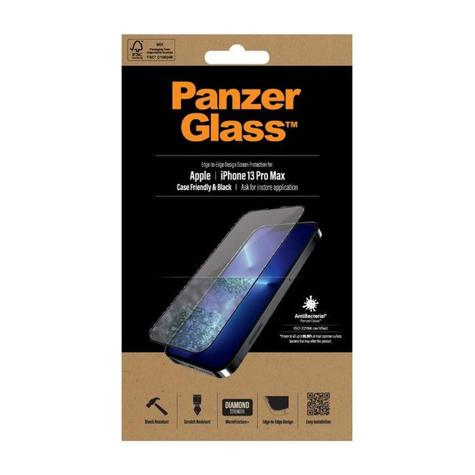 PanzerGlass - Tvrdené Sklo Case Friendly AB pre iPhone 13 Pro Max a 14 Plus, čierna
