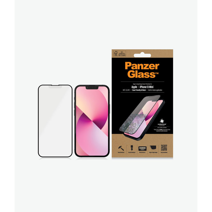 PanzerGlass - Tvrdené Sklo Case Friendly Anti-Glare AB pre iPhone 13 mini, black