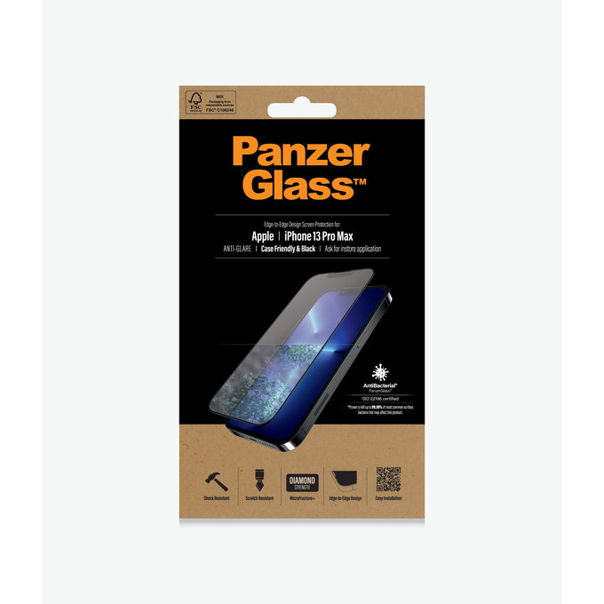 PanzerGlass - Tvrdené Sklo Case Friendly Anti-Glare AB pre iPhone 13 Pro Max a 14 Plus, čierna