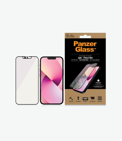 PanzerGlass - Tvrdené Sklo Case Friendly Anti-Bluelight AB pre iPhone 13 mini, čierna