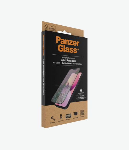 PanzerGlass - Tvrdené Sklo Case Friendly Anti-Bluelight AB pre iPhone 13 mini, čierna