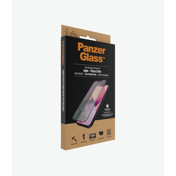 PanzerGlass - Tvrdené Sklo Case Friendly Anti-Bluelight AB pre iPhone 13 mini, čierna