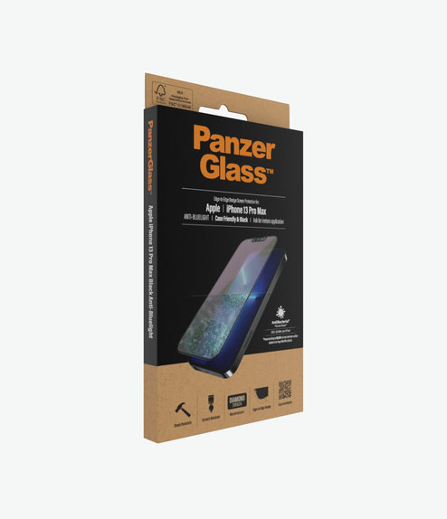 PanzerGlass - Tvrdené Sklo Case Friendly Anti-Bluelight AB pre iPhone 13 Pro Max a 14 Plus, čierna