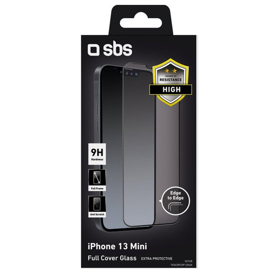 SBS - Tvrdené Sklo Full Cover pre iPhone 13 mini, čierna