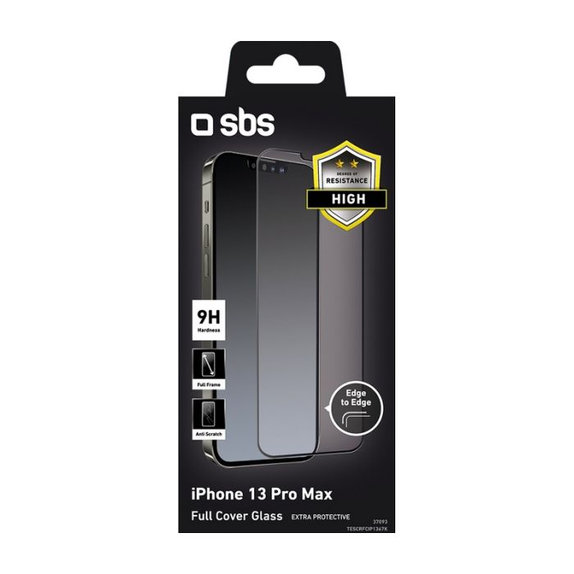 SBS - Tvrdené Sklo Full Cover pre iPhone 13 Pro Max a 14 Plus, čierna