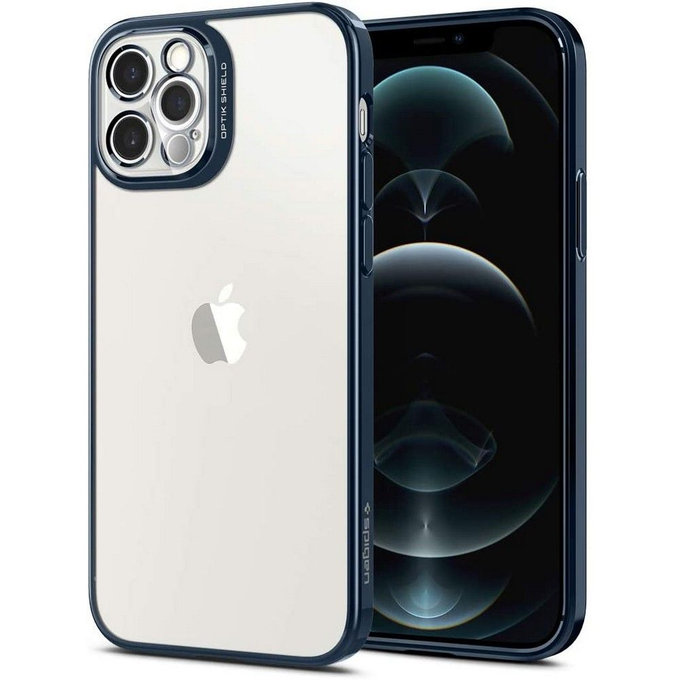 Spigen - Puzdro Optik Crystal pre iPhone 12 Pro, chrómová modrá