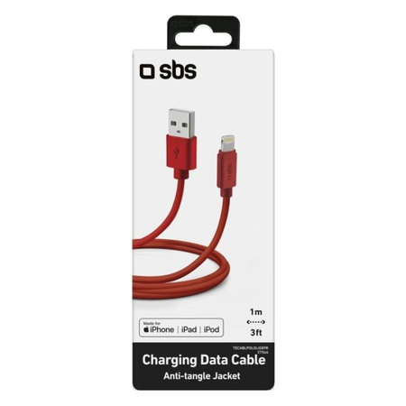 SBS - Lightning / USB Kábel (1m), červená