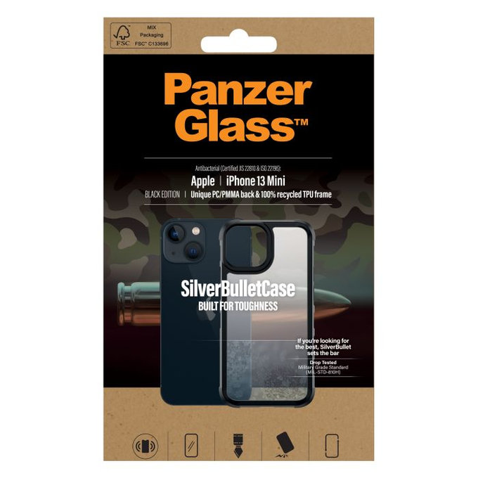 PanzerGlass - Puzdro SilverBullet ClearCase AB pre iPhone 13 mini, čierna