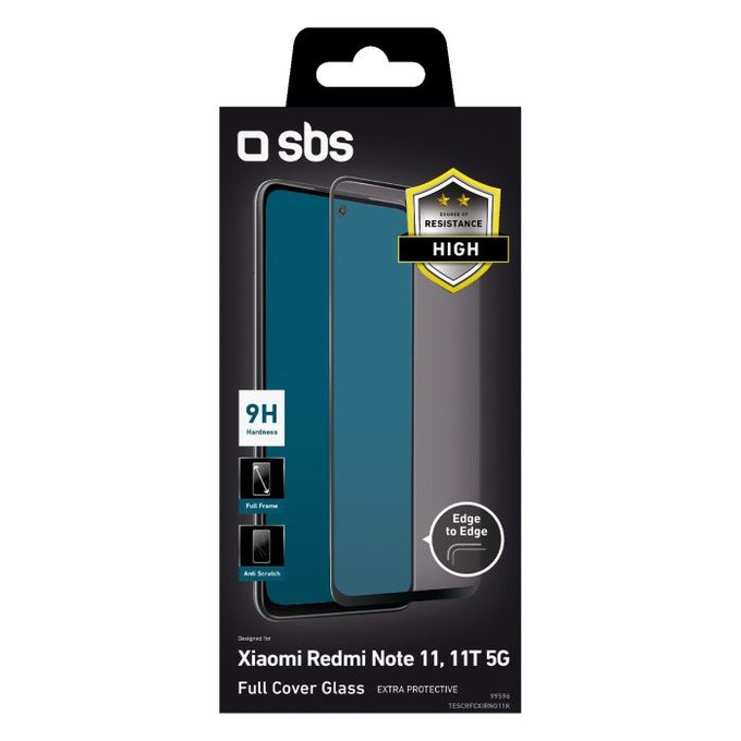 SBS - Tvrdené Sklo Full Cover pre Xiaomi Redmi Note 11, Note 11T 5G, čierna