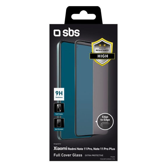 SBS - Tvrdené Sklo Full Cover pre Xiaomi Redmi Note 11 Pro, Note 11 Pro 5G a Poco X4 Pro, čierna