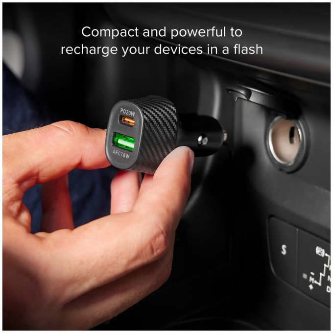 SBS - Autonabíjačka USB, USB-C, čierna