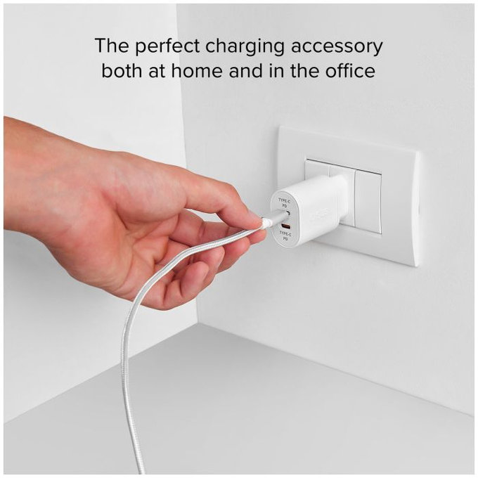 SBS - 20W Nabíjací Adaptér 2x USB-C Power Delivery, biela