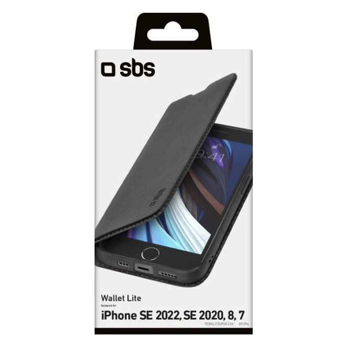 SBS - Puzdro Book Wallet Lite pre iPhone 7, 8, SE 2020 a SE 2022, čierna