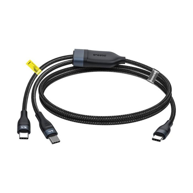 Baseus - USB-C / 2x USB-C Kábel (1.5m), čierna