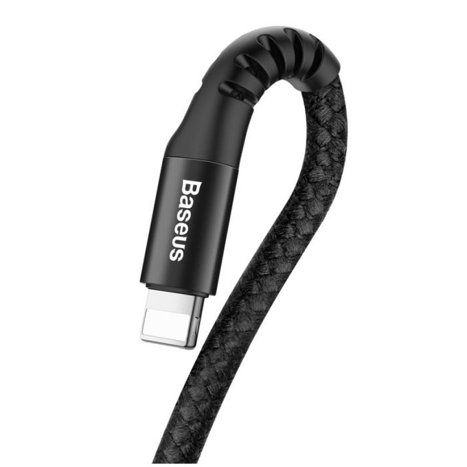 Baseus - Lightning / USB Kábel (1m), pružinový, čierna