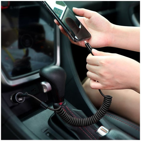 Baseus - Lightning / USB Kábel (1m), pružinový, čierna