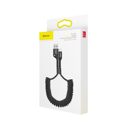 Baseus - Lightning / USB Kábel (1m), pružinový, čierna