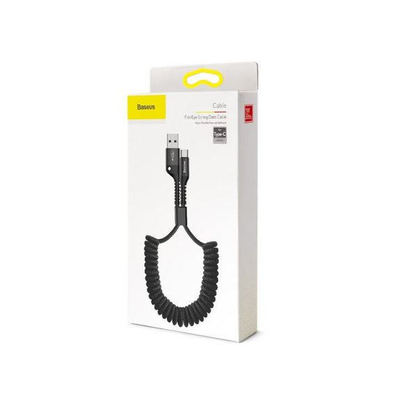Baseus - USB-C / USB Kábel (1m), pružinový, čierna