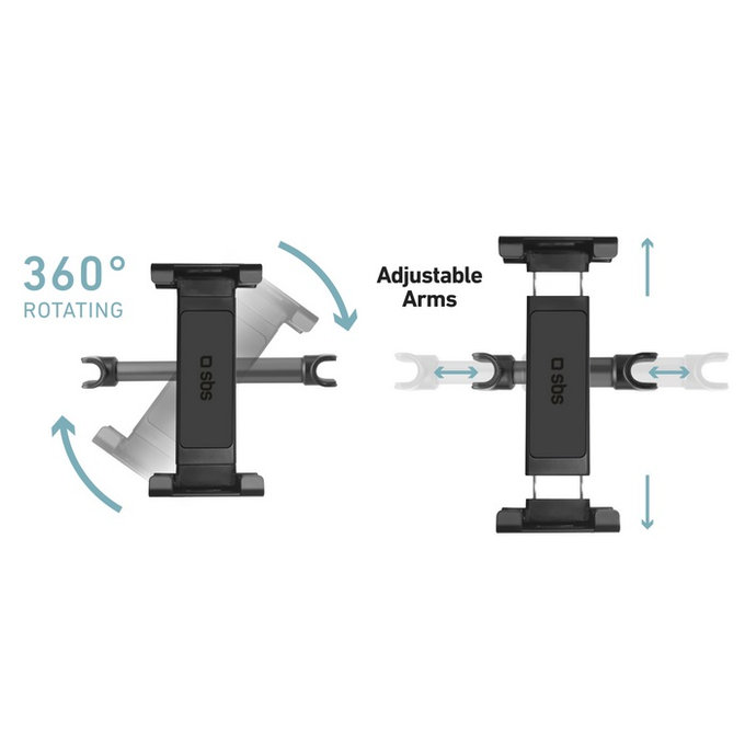 SBS - Držiak na opierku hlavy Mount Pro pre smartfón a tablet do 12.9", čierna