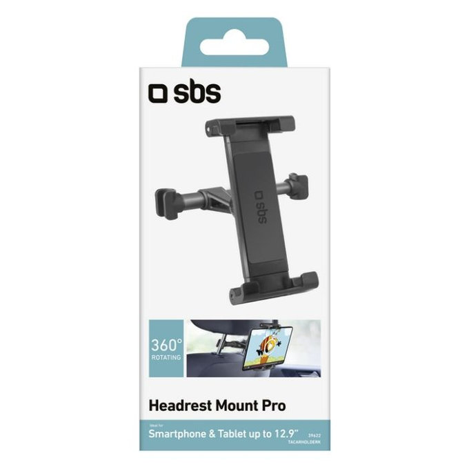 SBS - Držiak na opierku hlavy Mount Pro pre smartfón a tablet do 12.9", čierna