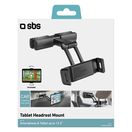 SBS - Držiak na opierku hlavy Mount pre smartfón a tablet do 12.3", čierna