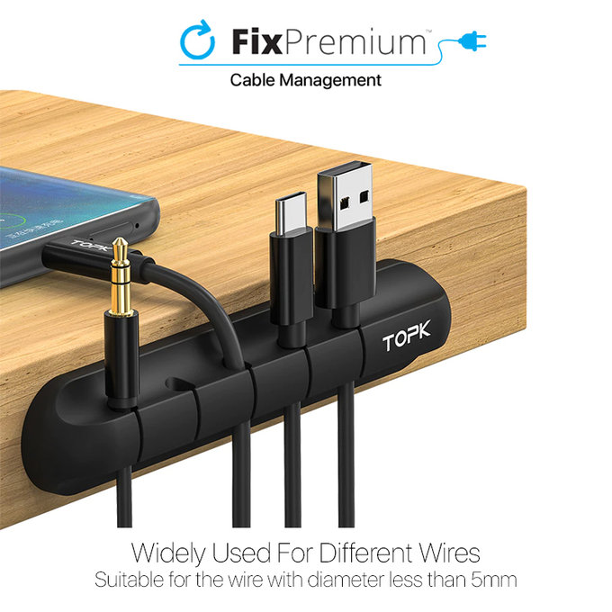 TOPK - Organizér Káblov - Držiak pre 5 Káble, čierna