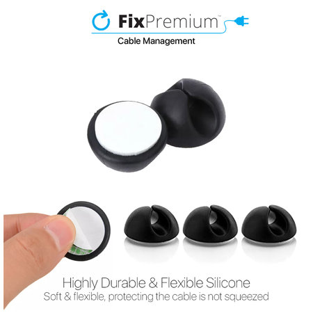 FixPremium - Organizér Káblov - Držiak pre kábel - Set 3 kusov, čierna