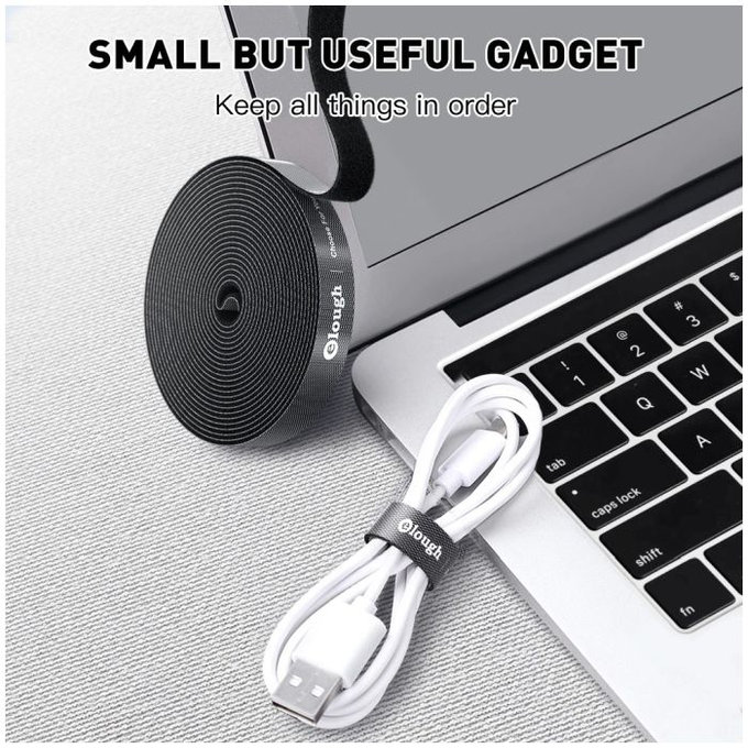 Elough - Organizér Káblov - Sťahovacia Páska (1m), čierna