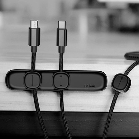 Baseus - Organizér Káblov - Držiak pre 3 Káble, čierna