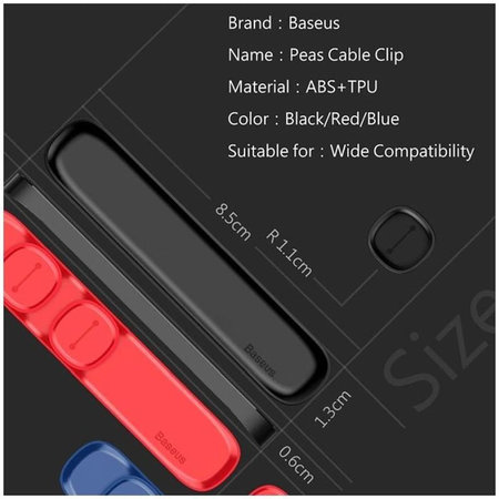 Baseus - Organizér Káblov - Držiak pre 3 Káble, čierna