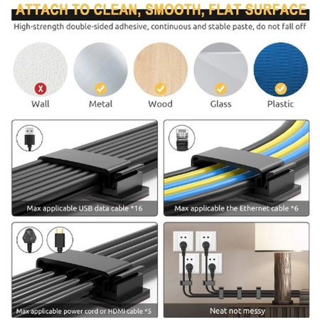 FixPremium - Organizér Káblov - Príchytka - Set 5 kusov, čierna