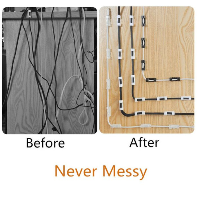 FixPremium - Organizér Káblov - Úchytka - Set 10 kusov, čierna