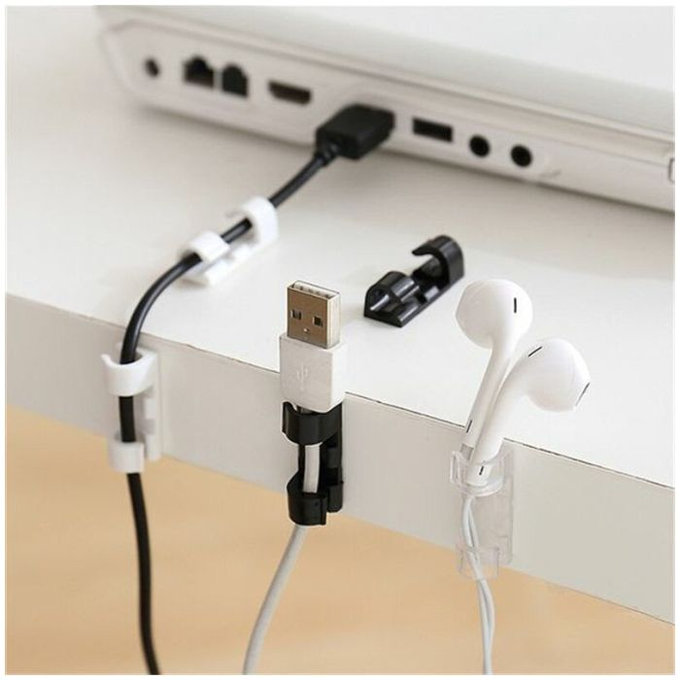 FixPremium - Organizér Káblov - Úchytka - Set 10 kusov, čierna