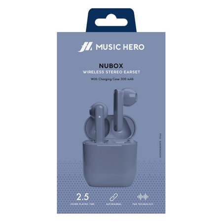 Music Hero - Bezdrôtové slúchadlá TWS NUBOX, modrá