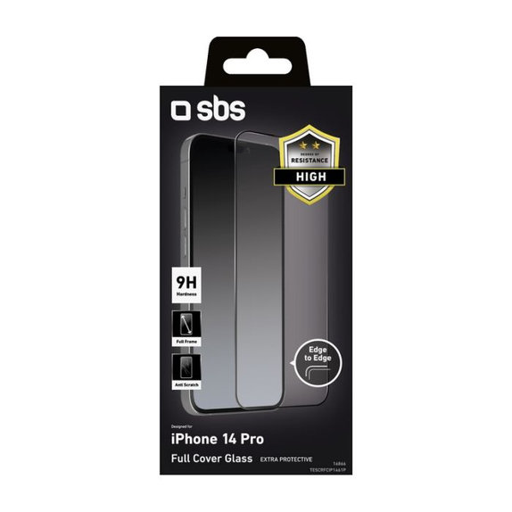 SBS - Tvrdené Sklo Full Cover pre iPhone 14 Pro, čierna