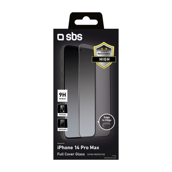 SBS - Tvrdené Sklo Full Cover pre iPhone 14 Pro Max, čierna