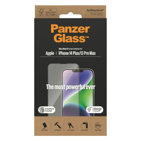PanzerGlass - Tvrdené Sklo UWF AB s aplikátorom pre iPhone 13 Pro Max a 14 Plus, čierna