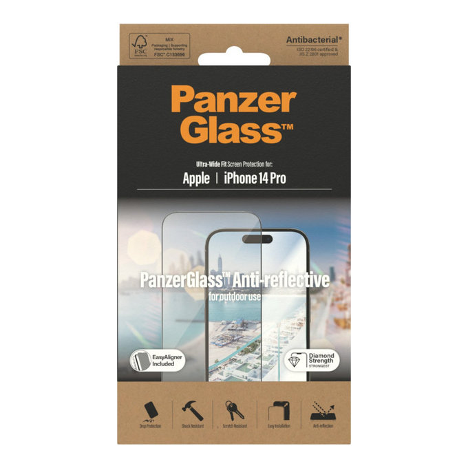 Tvrdené sklo UWF Anti-Reflective AB s aplikátorom pre iPhone 14 Pro, Čierna, PanzerGlass