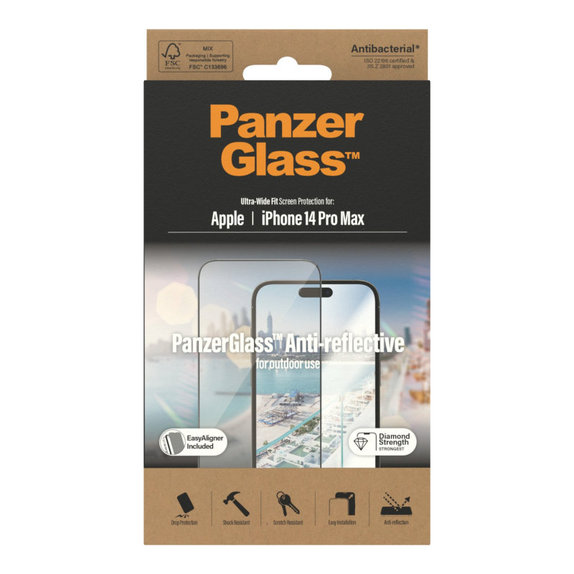 Tvrdené sklo UWF Anti-Reflective AB s aplikátorom pre iPhone 14 Pro Max, Čierna, PanzerGlass