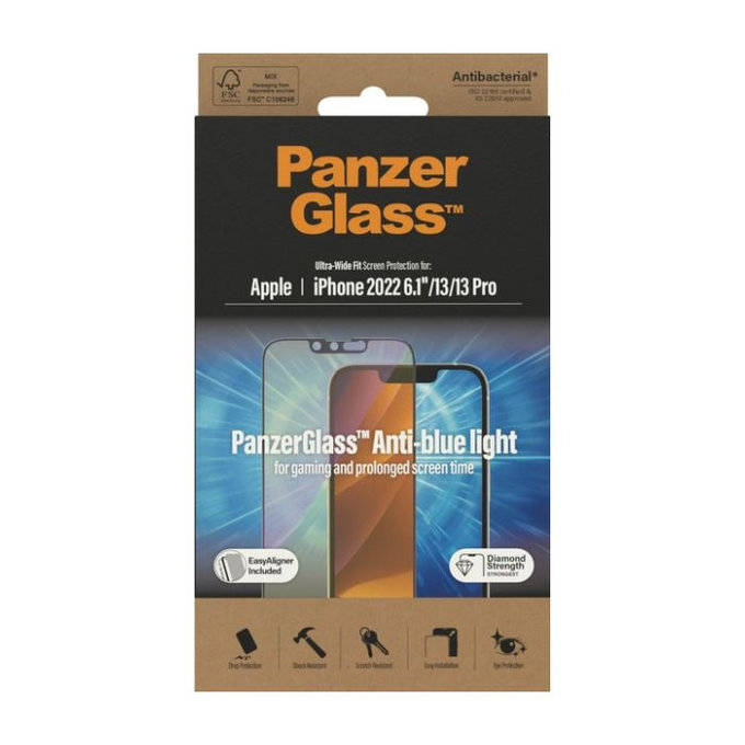 PanzerGlass - Tvrdené Sklo UWF Anti-Bluelight AB pre iPhone 13, 13 Pro, 14 a 16e