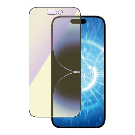 Tvrdené sklo UWF Anti-Bluelight AB s aplikátorom pre iPhone 14 Pro, Čierna, PanzerGlass