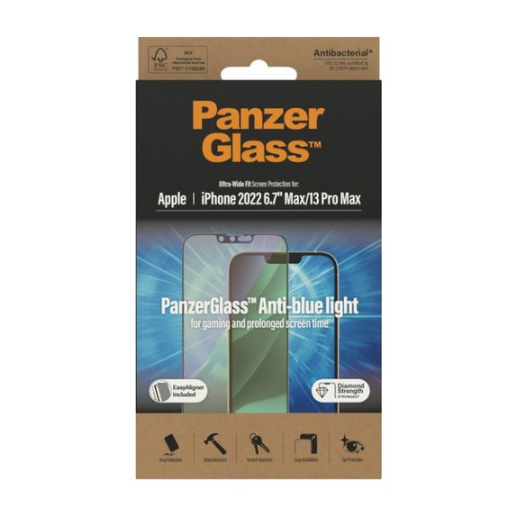 PanzerGlass - Tvrdené Sklo UWF Anti-Bluelight AB pre iPhone 13 Pro Max a 14 Plus