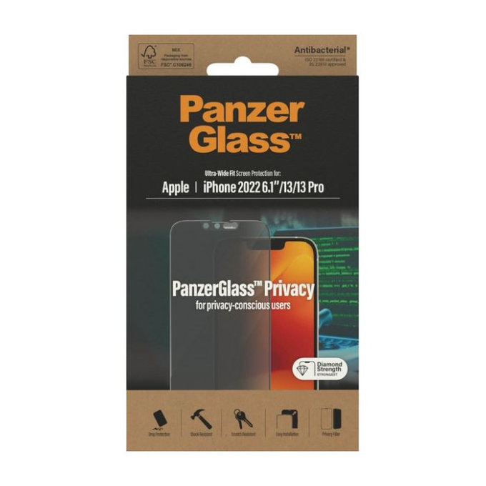 PanzerGlass - Tvrdené Sklo UWF Privacy AB pre iPhone 13, 13 Pro, 14 a 16e